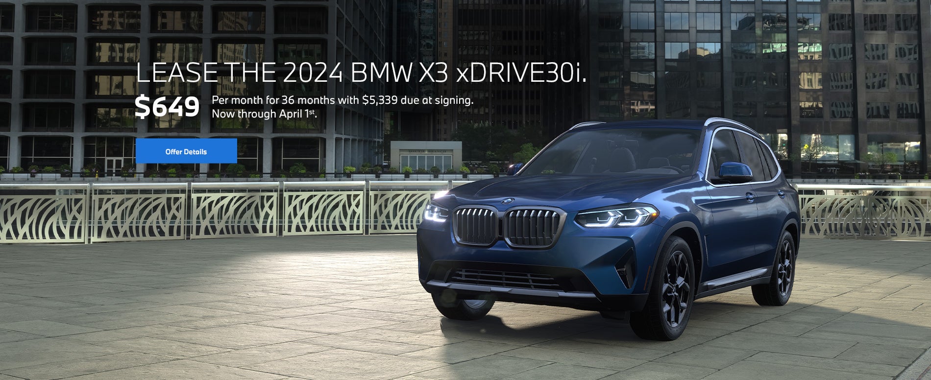 2024 X3 lease starting at $649 per month for 36 months